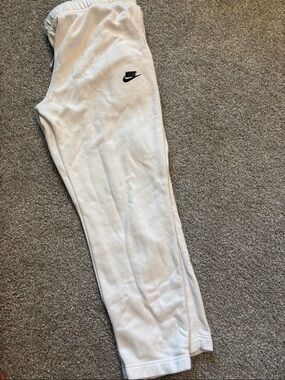 Nike White Men's Jogger Sweatpants with Black Swoosh